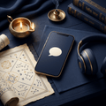 AI illustration of a smartphone and headset representing online astrology consultation options.